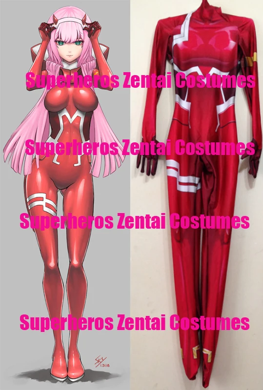 Костюм для косплея Zero Two DARLING in the FRANXX с 3d принтом из японского аниме 02 Zentai боди