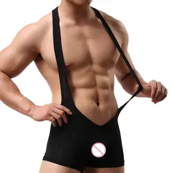 Сексуальная ультра-тонкий Для мужчин s сиамские плотный нижнее белье гладкой лайкры бодибилдинг костюм для борьбы боди Для мужчин майка