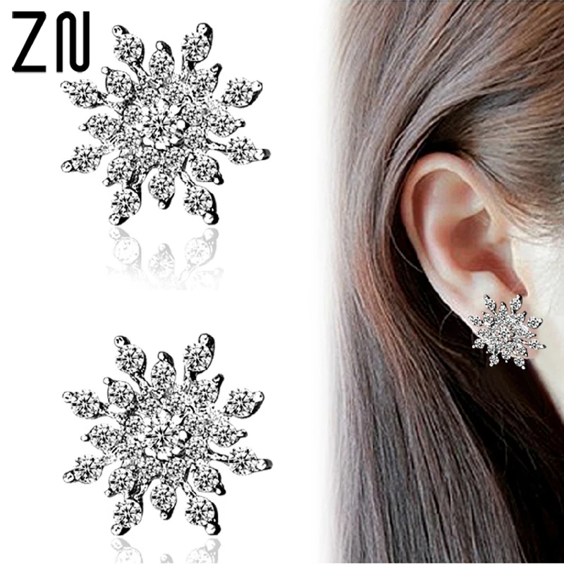 Женские серьги гвоздики с кристаллами Snow Flake Bijoux для женщин модные ювелирные