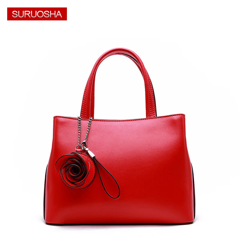 

Rose Handbag Genuine Leather Women Tote Handle Bags Real Leather New Fashion Women Designer Bag 2018 Popular England Bags