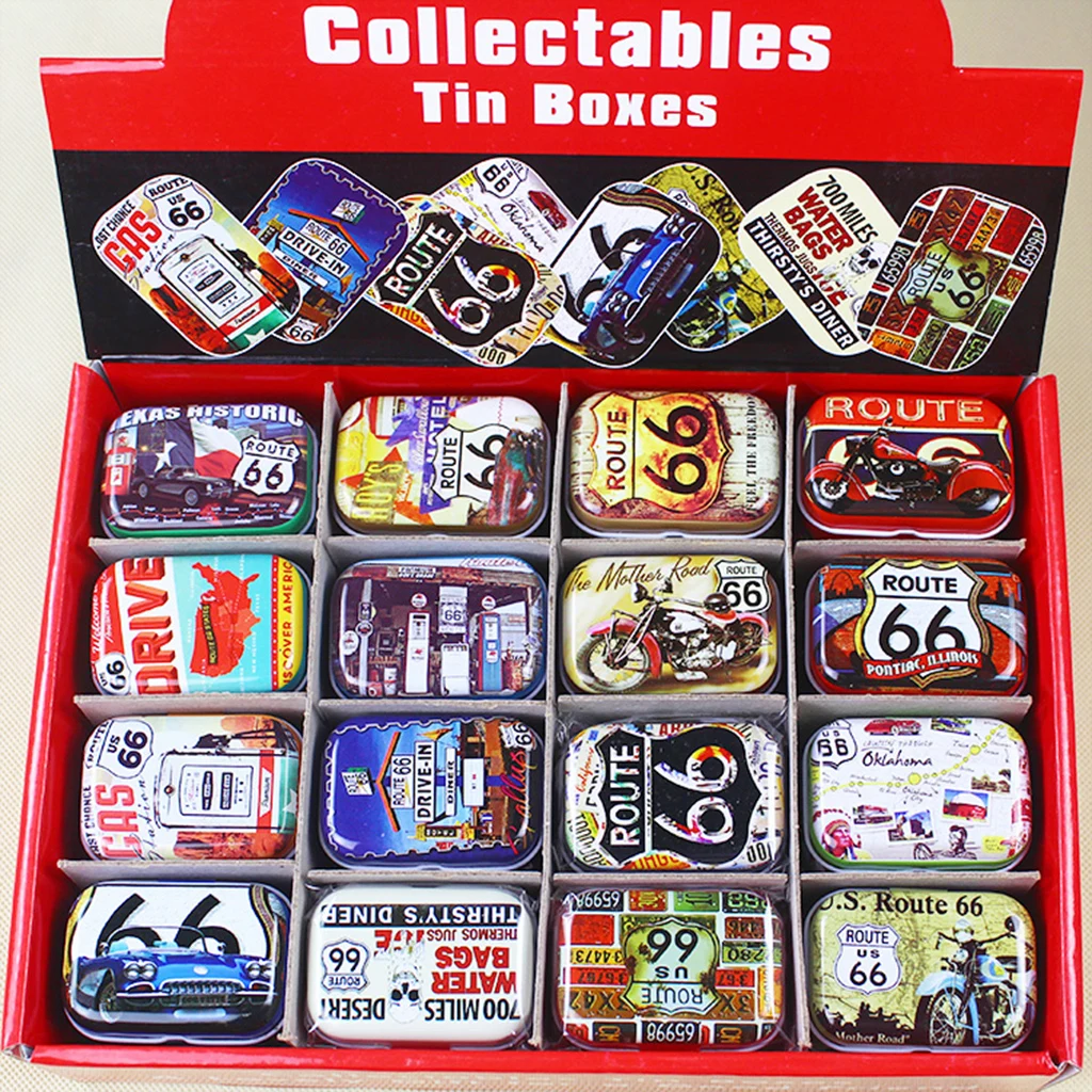 Jalopy Mini Tin Trinket Jewelry Candy Small Collectable Coin Box Lipstick Storage Case Rectangular Organizer Container FlipCover