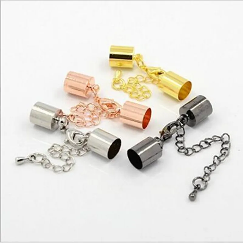 

20pcs End Caps Fasteners Crimp Beads fits 3/4/5mm Round leather Cord Necklace Connectors with Extensions Chains DIY Jewelry Z862