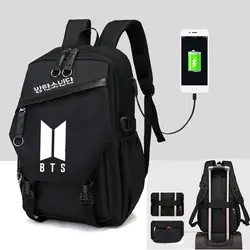 Новый Kpop BTS BT21 Bangtan мальчики та же холщовая Студенческая сумка телефон зарядка рюкзак модный подростковый рюкзак дорожная сумка для