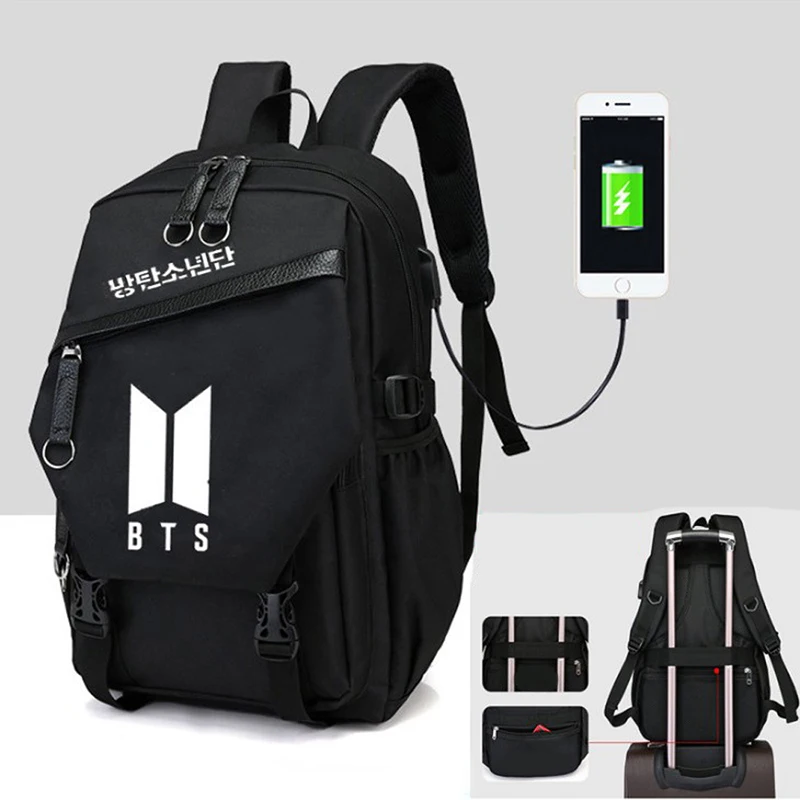 Vente Nouveau Kpop BTS BT21 Bangtan Boys La Même Toile Étudiants Sac Téléphone Charge Sac À Dos Mode Sac À Dos Chez Les Adolescentes Voyage Ordinateur Portable Sac
