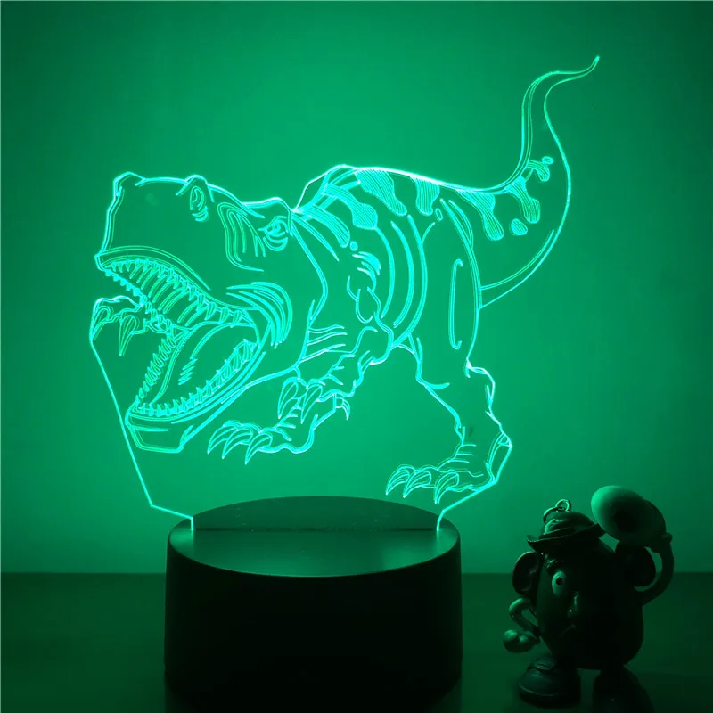 Тиранозавр Рекс, динозавры светодиодный ночник фигурка 7 цветов сенсорный стол украшение свет Оптическая иллюзия модель