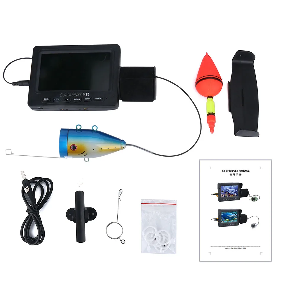 PDDHKK 4,3 ''дюймовый HD монитор Водонепроницаемая Видео подводная камера визуальный рыболокатор с 12 шт. светодиодный Белый свет для подледной рыбалки