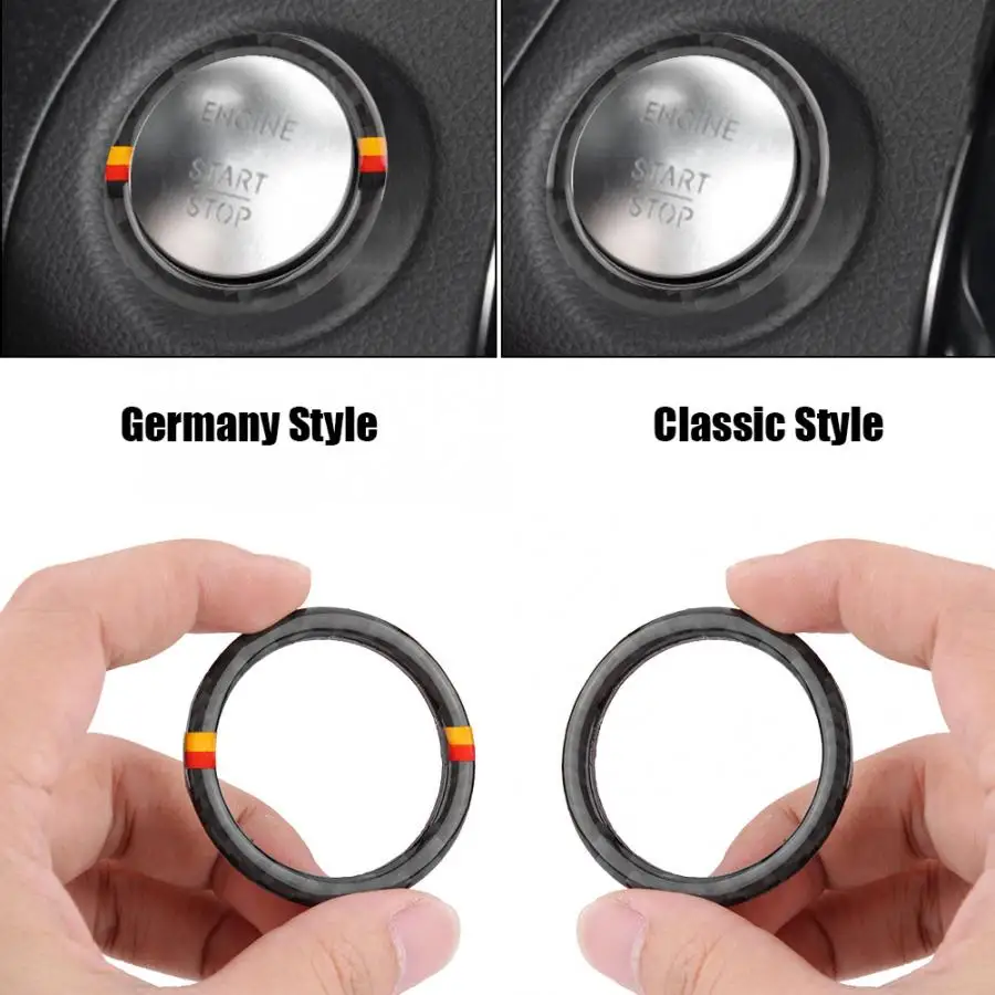 

Car Engine Start Stop Ignition Key Ring Sticker Trim Cover Frame Carbon Fiber for Mercedes Benz C E Class W205 W213 GLC