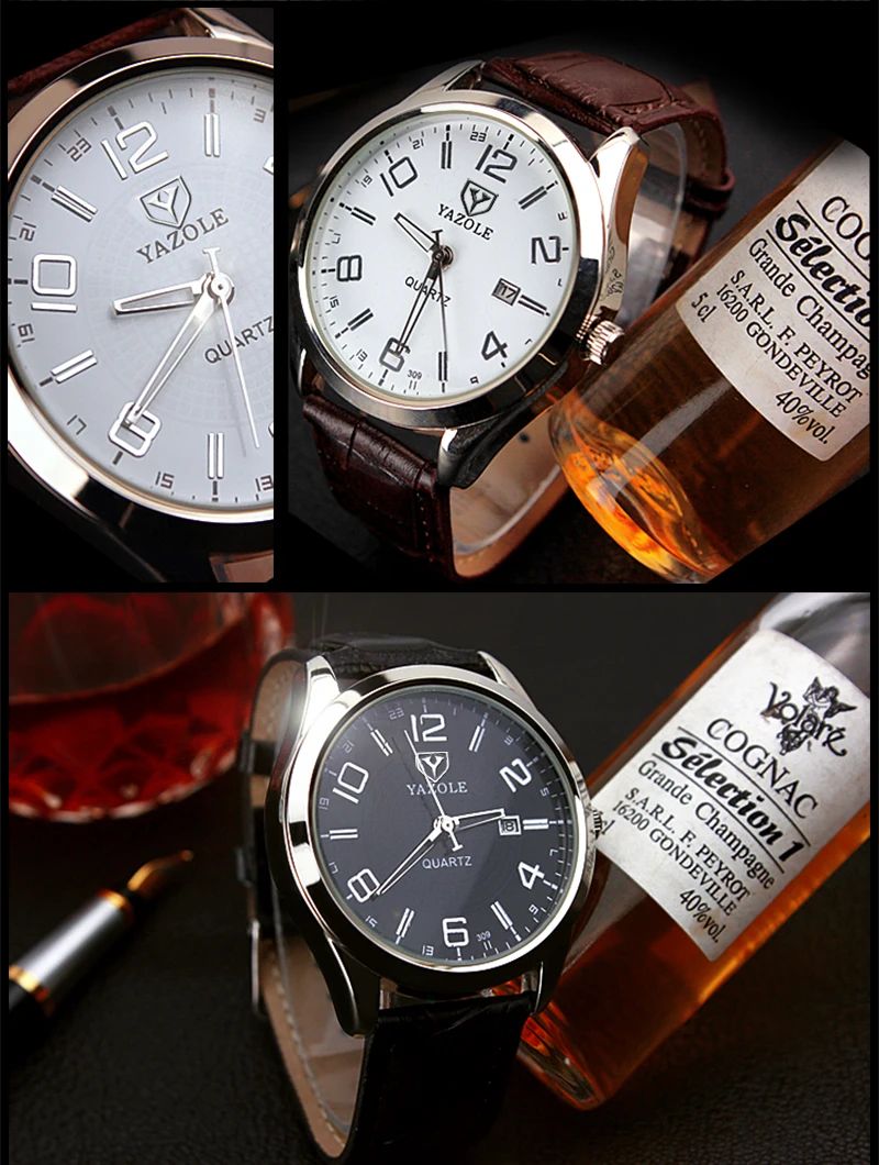 YAZOLE Топ бренд Auot Дата часы мужские часы модные роскошные мужские часы водонепроницаемые спортивные часы Saat Relogio Masculino