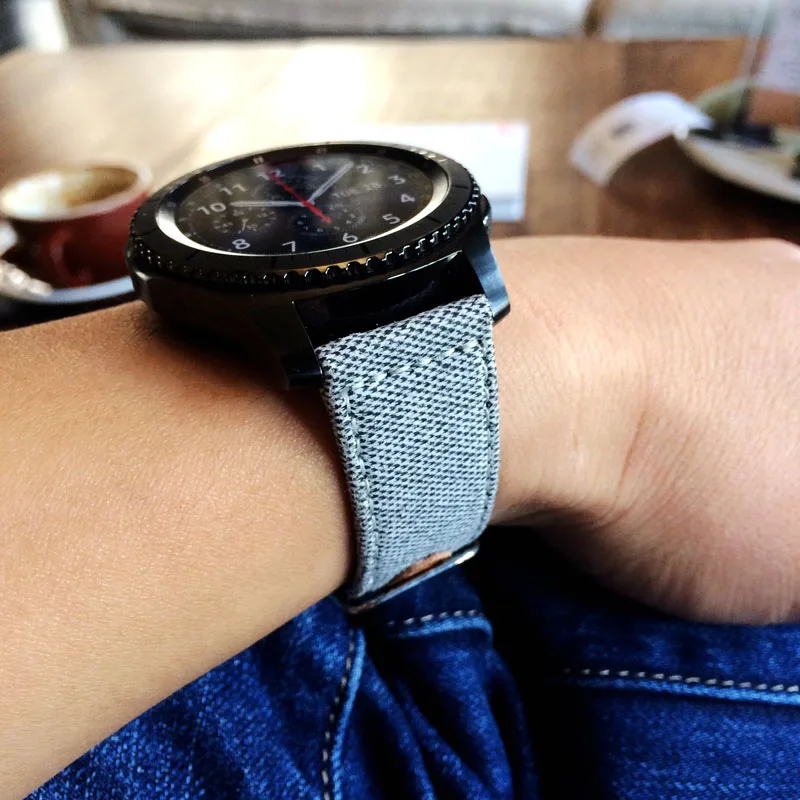 Ремешок из нейлона и кожи для Samsung Gear S3 Huami Watch 1 2 22 мм|leather watch band strap|watch strapband strap |