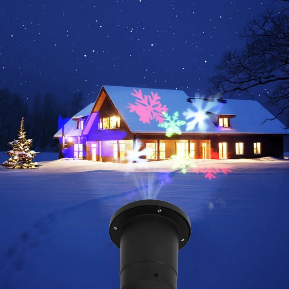 

110-240V Snowflake Projector Lamp IP65 Outdoor Waterproof LED Lights Holiday Landscape Spotlight White/Colorful US/EU/UK/AU Plug