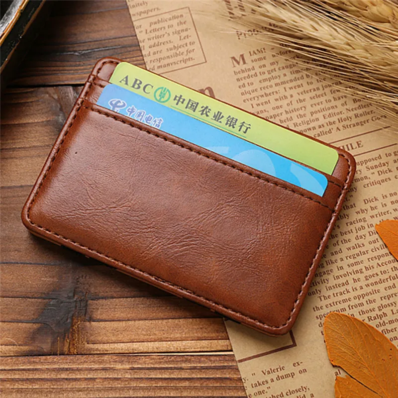 Ретро мужской кожаный волшебный зажим для денег Тонкий мужской s кошелек для монет ID Credit tarjetero porte carte bancaire porte carte 40MA17