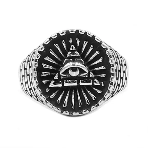 Illuminati Пирамида Глаз кольцо из нержавеющей стали ювелирные изделия классические масонские кольца мужские для байкеров SWR0708A