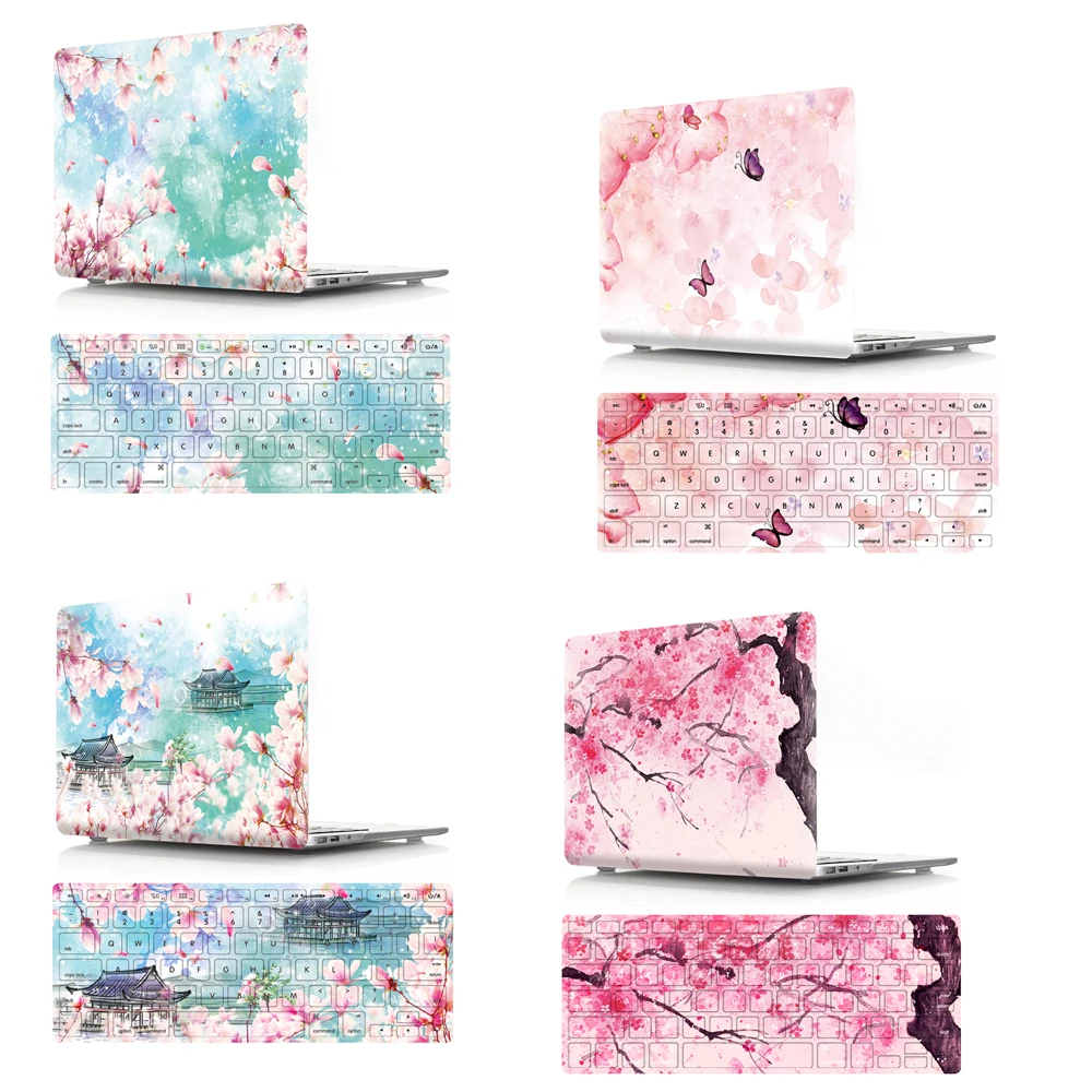 Viviration Hot PVC Laptop Case W. Silicone Keyboard Cover Fashion Computer Accessories Set For Macbook Air 11 13 Pro 13.3 15.4"