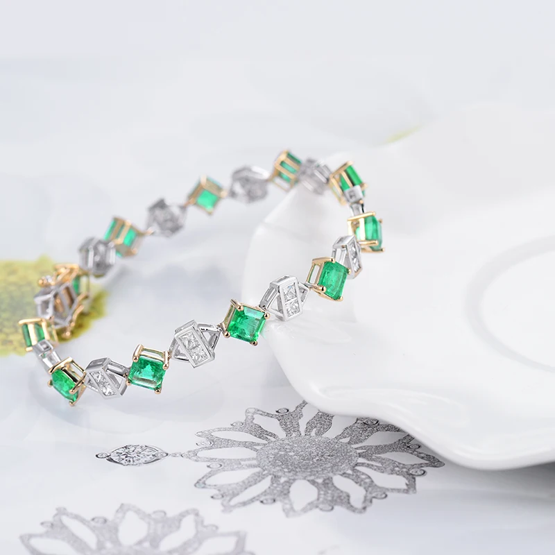 LANMI, роскошный дизайн, обещанные ювелирные изделия, Одноцветный, 18 К, два тона, золотой, принцесса, настоящий изумруд, бриллиантовый браслет для женщин, любящий подарок