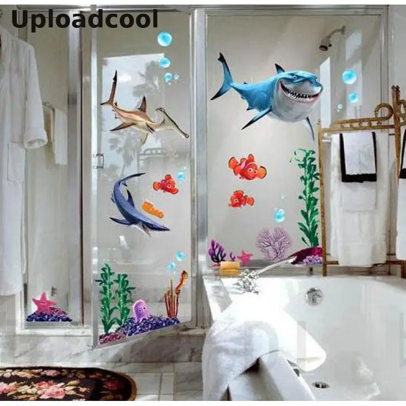 

Uploadcool _ Creative NEMO Fish Bottom Cartoon Nemo Bath Wall Sticker Removable Newly Decorated Kid's Room