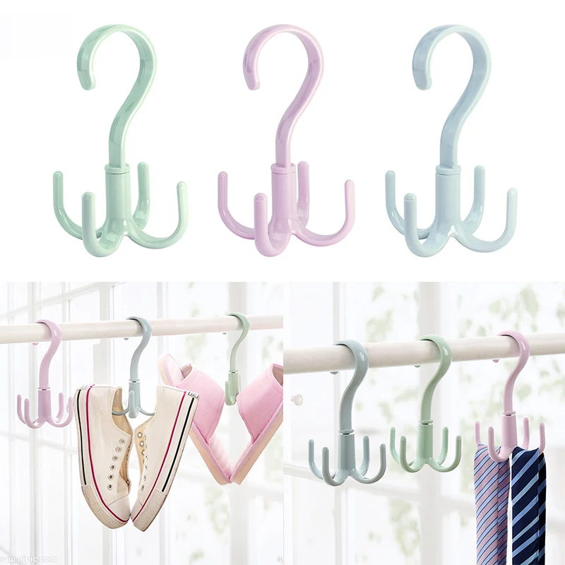 

Sale Portable Multi-Function 360 Degree Sundries Hanging Rack Rotatable Four Claw Hook Clothes Shoes For Home