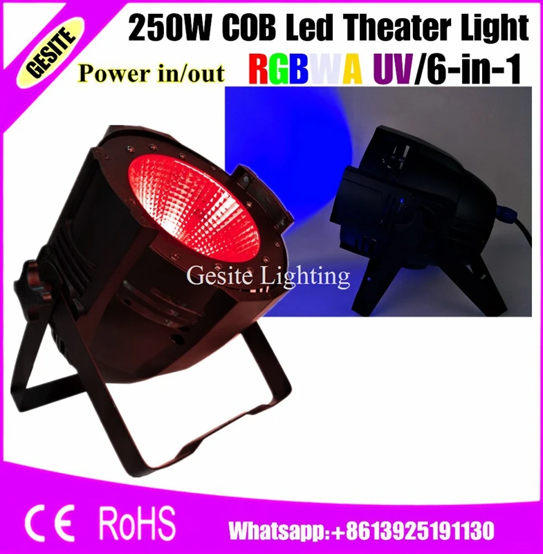 Par64 DMX RGBWA UV 6 в 1 200 Вт COB светодиодный PAR Светильник 250 rgbwauv cob LED par|dmx rgbwa|rgbwa uvuv dmx |