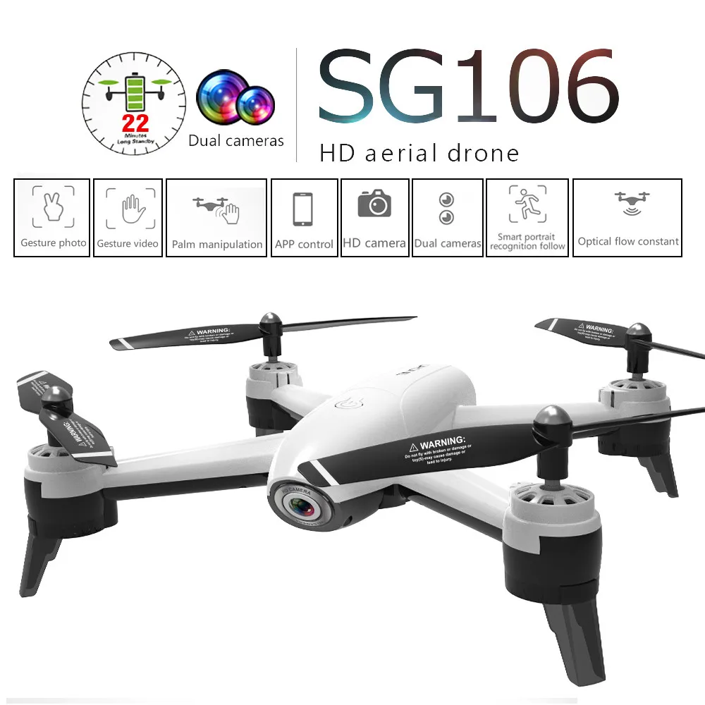 

HINST New Series SG106 2.4Ghz RC Quadcopter Drone 4CH WiFi FPV Optical Flow Dual 720P HD Camera Target You Specified Dec29