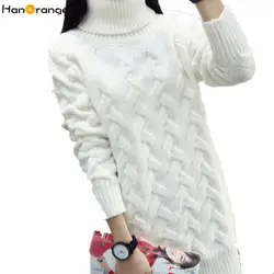 HanOrange осень зима корейский Водолазка толстые Свободные Твист длинный для женщин свитер белый/красный/черный