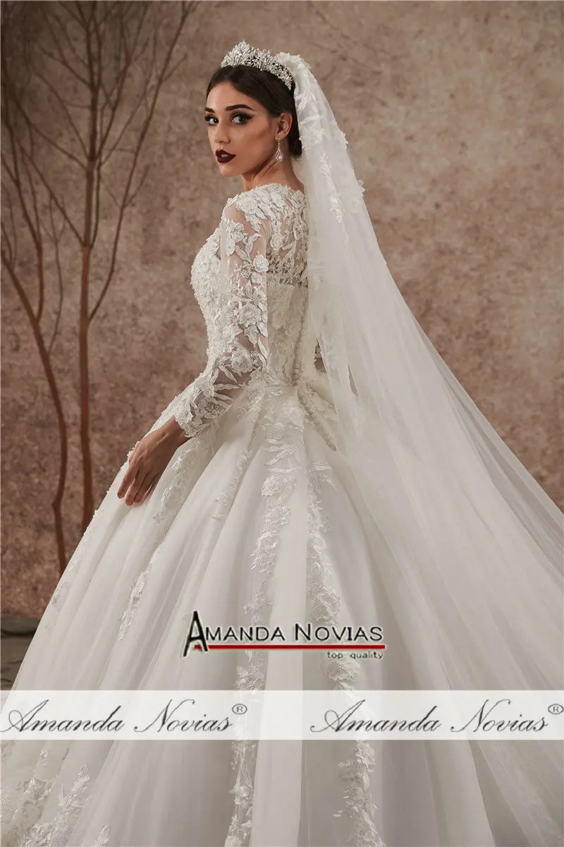 Роскошная модель, длинный шлейф, длинный рукав, свадебное платье, новинка NS3440