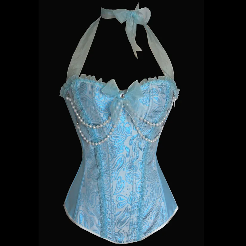 Sexy Corset Pink Blue Burlesque Corselet Corsets and Bustiers Bodice