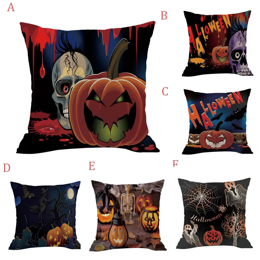 Halloween Linen Pillow Cover Pumpkin Pillowcase Pillows Throw Cover Decorative Throw Pillowcase