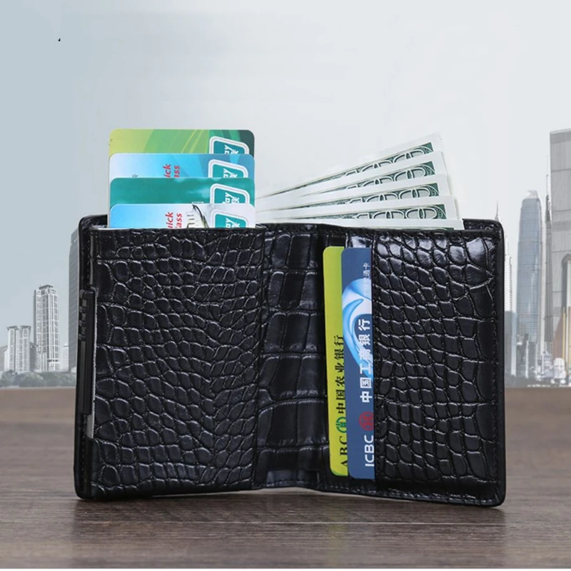 

2019 Multifunction Cardholder Wallets PU Leather RFID Credit Card Holders Aluminum Alloy Business ID Bank Card Protector Case