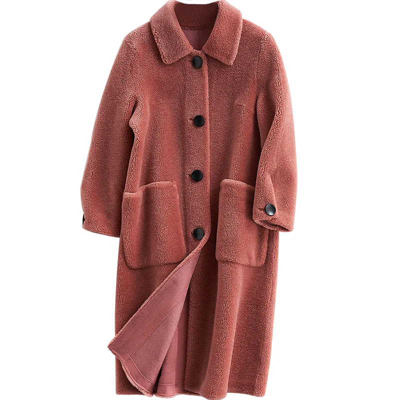 Beige Fourrure Hiver xiyouse 100Laine Manteau Zt1617 Coréennes Daim luohuangse Tops En De Moutons Mouton Doublure Automne Femme Peau Femmes Veste Vintage 8vnOmN0w