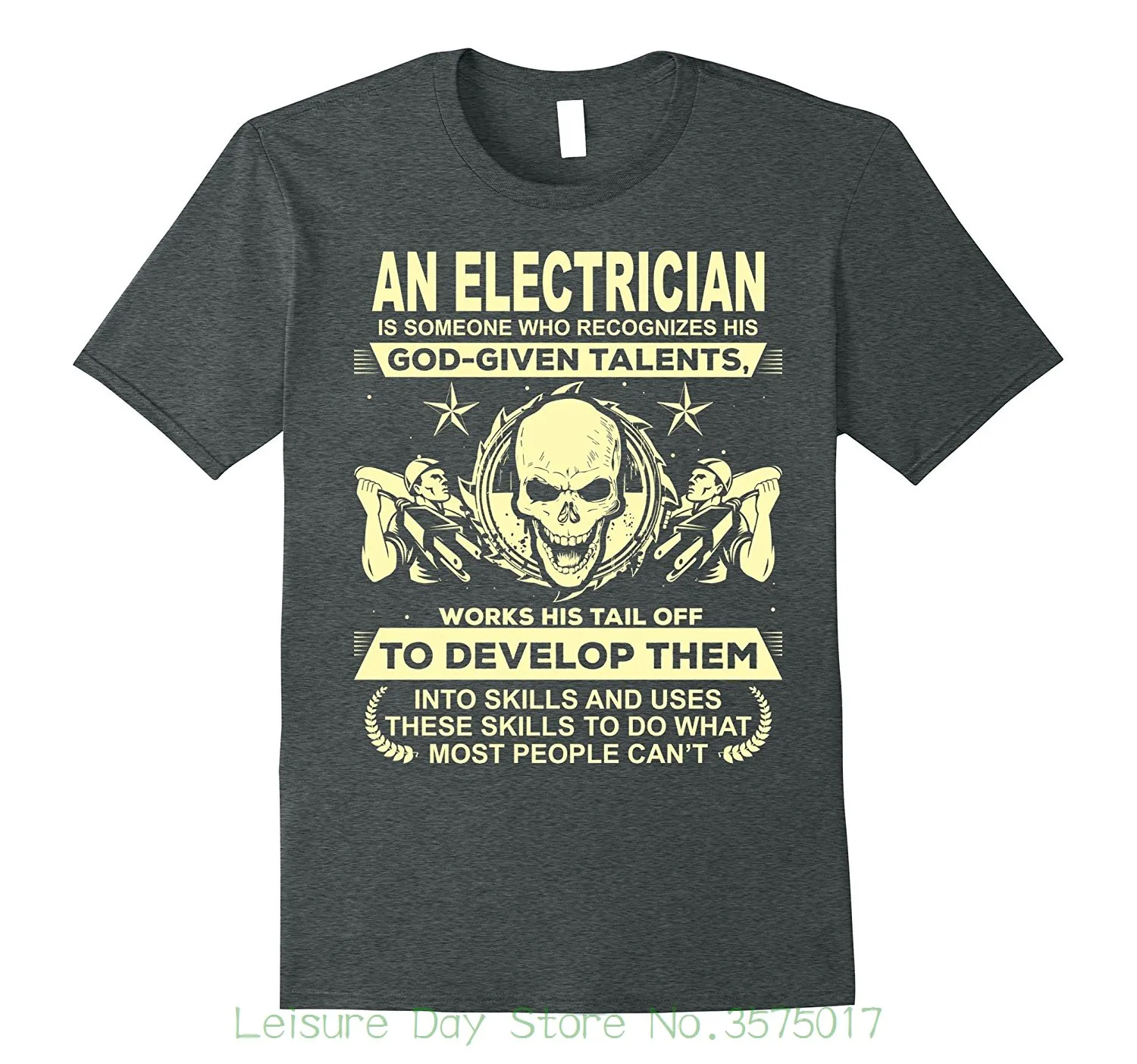 Tee Shirt Casual Short Sleeve Mens Electrician T shirt Funny Gift Tee Shirt Skull Graphicin T