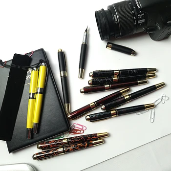 

2Pens/Box Luxury Metal Metal Gift Box Fountain Pens Blue & Black ink For Office Business Roller Ball Pen