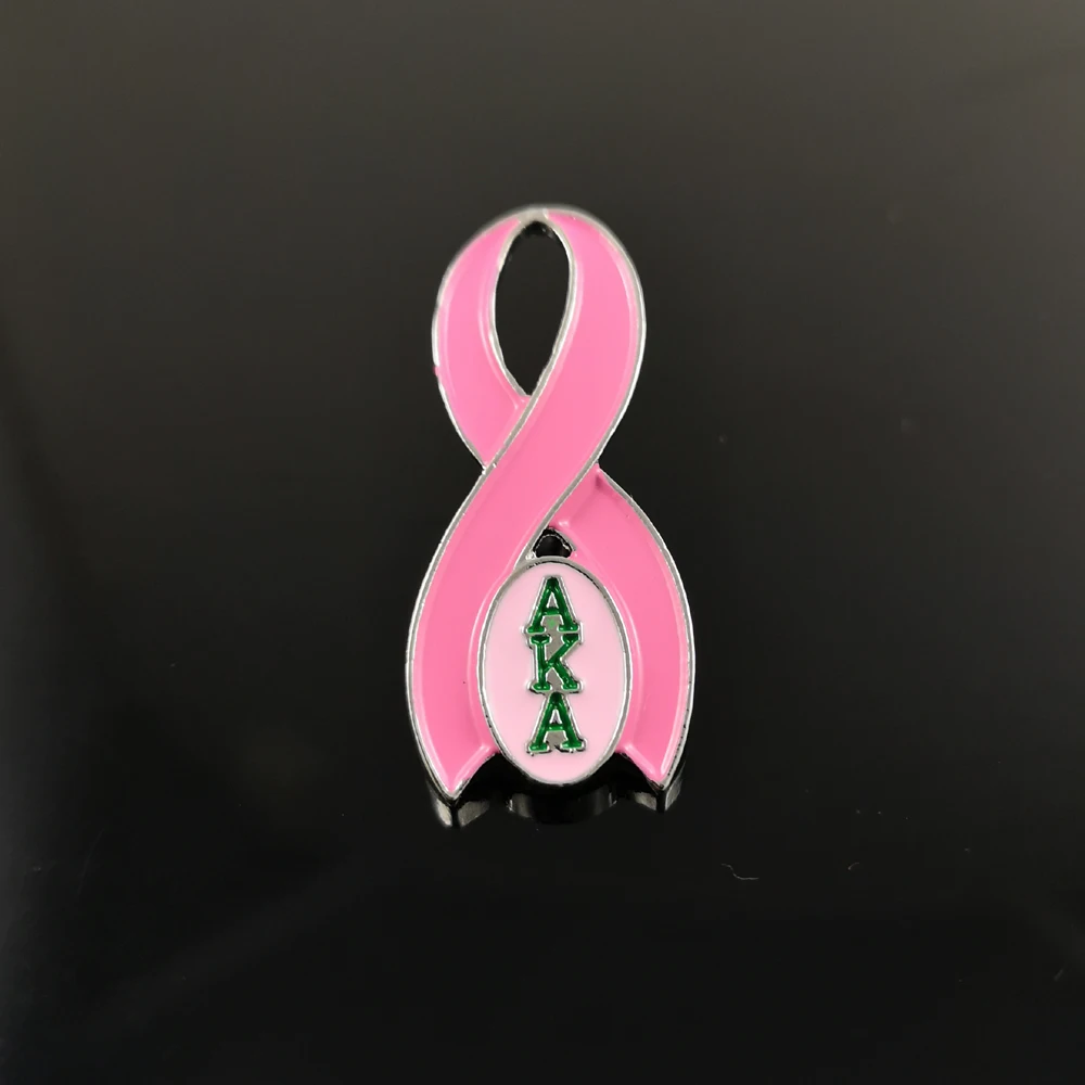 AkA греческий дивин розовый и зеленый рак груди Внимание Ленты Металлические Нагрудные булавки