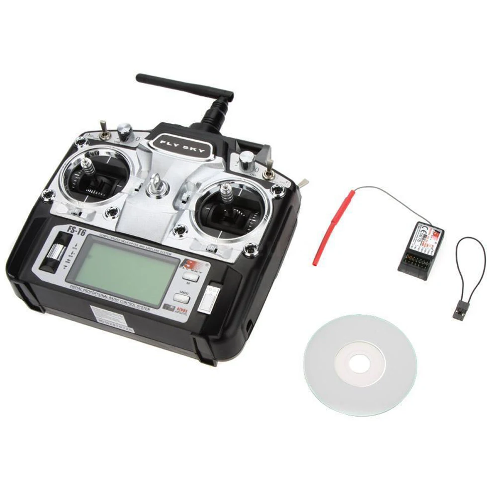 

New Flysky FS-T6 2.4GHz 6CH Mode 2 Transmitter with Receiver R6-B for RC Multirotor