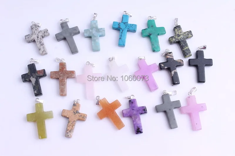 

20pcs Synthetic Stone Cross Pendants for necklace 18*25mm Mix Colors