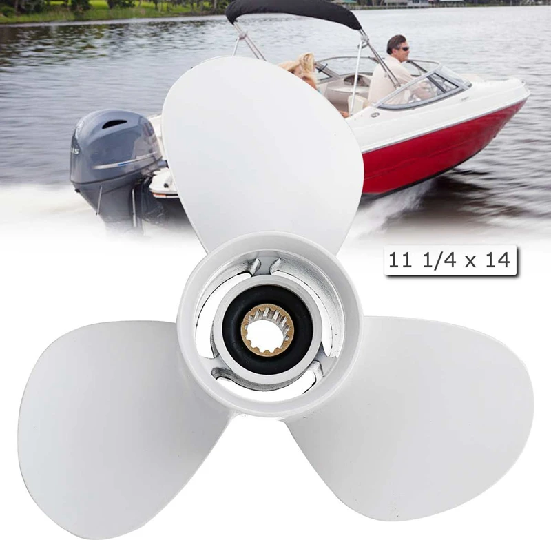 

663-45958-01-El For Yamaha 25-60Hp 11 1/4 X 14 Boat Outboard Propeller Aluminum White Diameter 286Mm 3 Blades 13 Spline Tooths