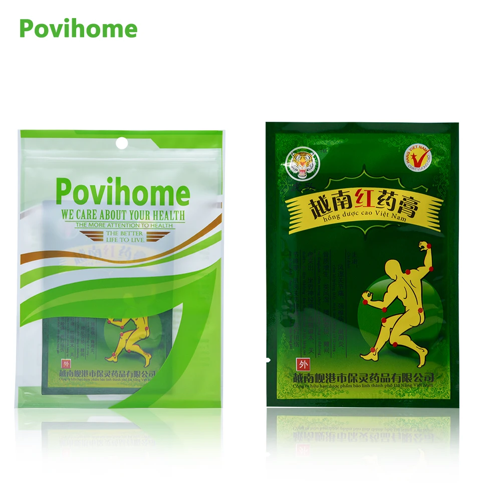 Povihome 16 шт. вьетнамский красный пластырь Tiger Balm Pain патчи для хронической боли в спине поясничная боль в позвоночнике медицинский пластырь-массажер для тела C076