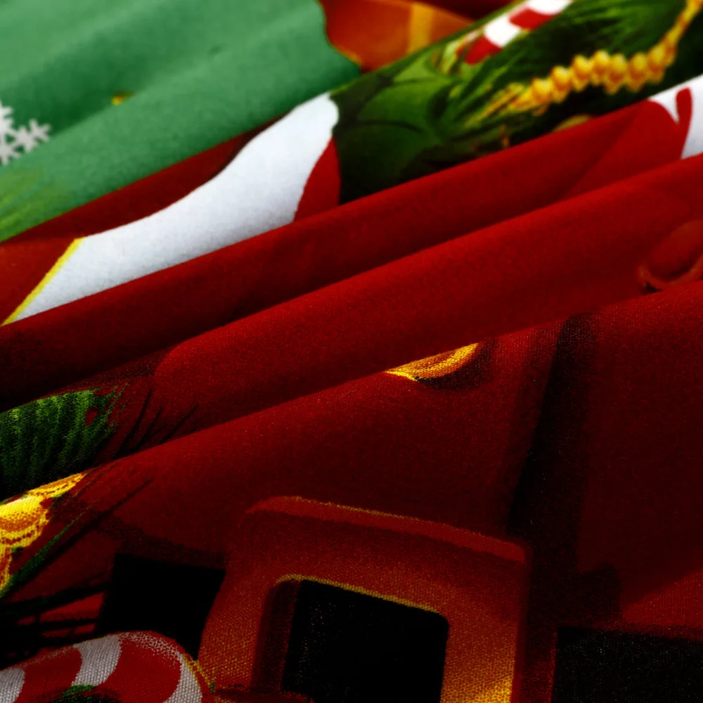 4 шт., хлопковый комплект постельного белья с глубоким карманом и рисунком Санта-Клауса, 2 наволочки
