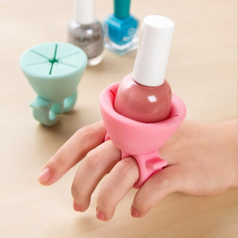

1pcs Silicone Wearable Stand Nail Polish Bottle Holder Avoid to Spill Flexible Durable DIY Nail Art Tools 2018