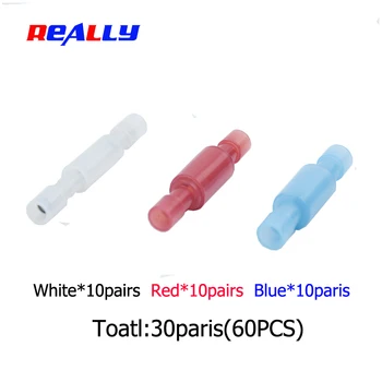 จริงๆ 60 ชิ้นชายหญิงขั้วต่อจีบสีแดงขั้วต่อสายไฟไนลอนขั้วต่อกระสุน 1
