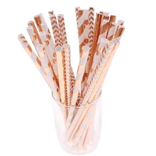25 шт. алюминиевая фольга розовое золото полосатая бумажная соломинка смесь как День рождения Свадебные украшения детские товары