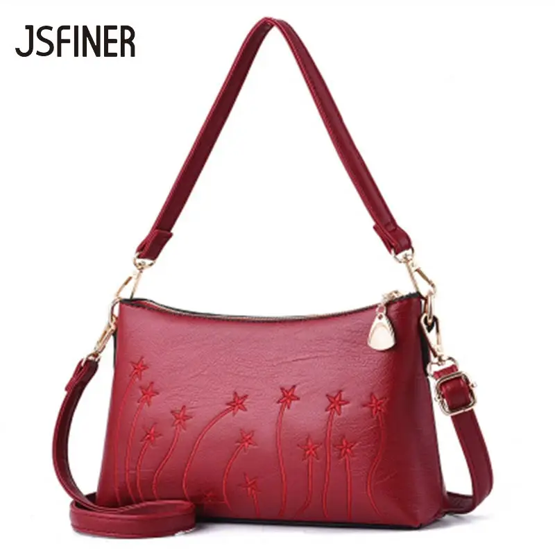 

JSFINER Women Luxury Handbag Saffiano Rose Totes Female Zipper Fashion Embroider Shoulder Bags Women Shopping Working Handbag