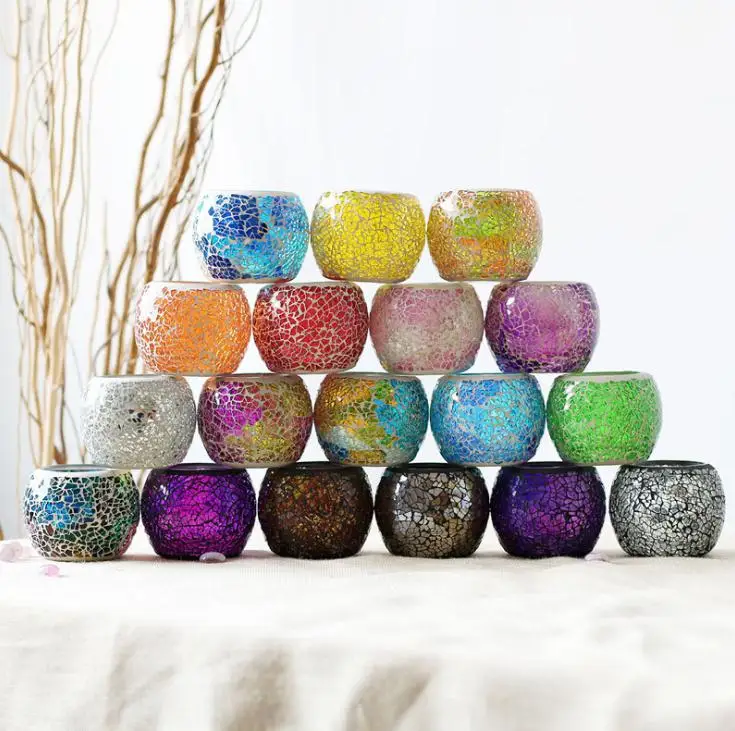 

DHL Crystal Mosaic Glass Candle Holder Candlestick Centerpieces For Valentines Day Wedding Decoration Candle Lantern SN1366