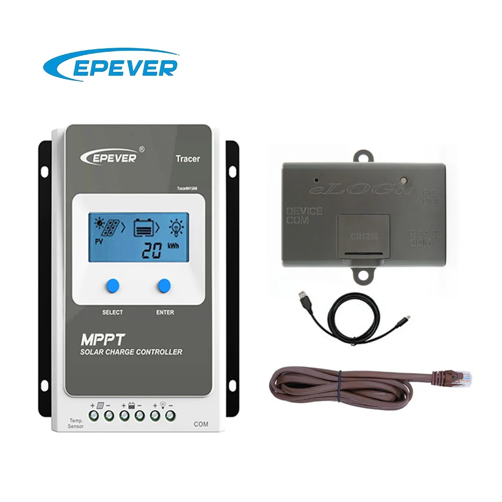 

Tracer 10A 20A 30A 40A MPPT Solar Controller with eLOG01 1210AN 2210AN 3210AN 4210AN PC software data record epsolar