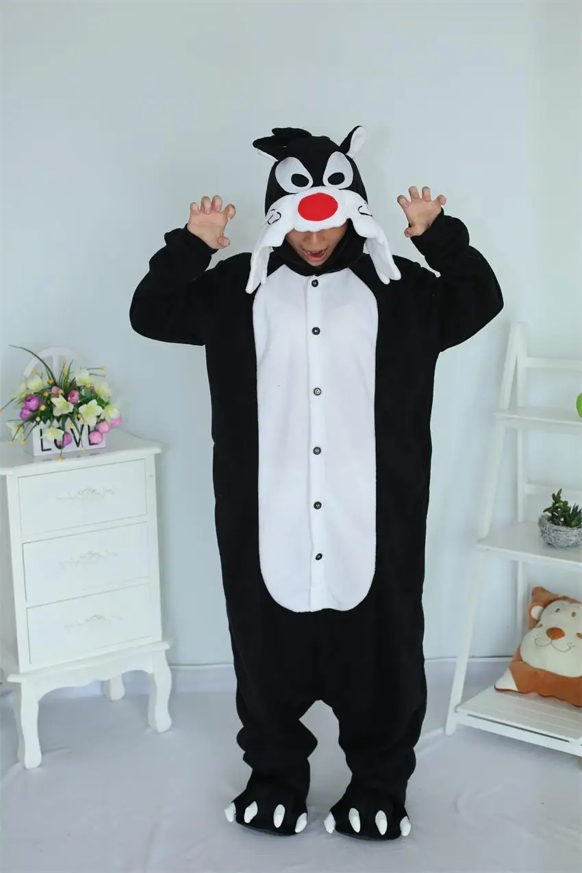 Kigurumi, Пижама для взрослых с животными, костюм для костюмированной вечеринки, единорог, комбинезон, черный комбинезон, Комбинезоны для Хеллоуина, рождественской вечеринки