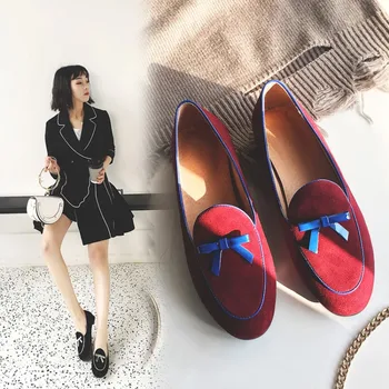 

MLJUESE 2018 women flats kid suede wine red color soft flats shoes spring comfortable casual flats party dress size 34-39