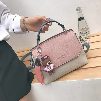 

SJ Women Shoulder Bags Female Messenger Bag Handbags Totes Braccialini Brand Style Fashion Hit Color Art Cartoon Bear Ornaments