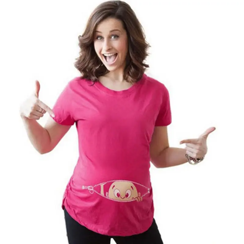 Cute Four Colors Funny Cartoon Music Baby Fashion T-shirt For Women Maternity Pregnant Plus Size M-XXL