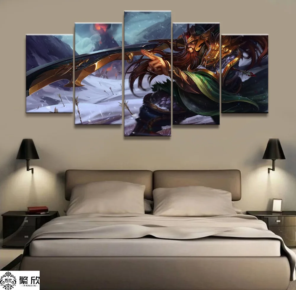 

5 Panel LOL League of Legends Tryndamere Game Canvas Printed Painting For Living Room Wall Art Decor HD Picture Artworks Poster