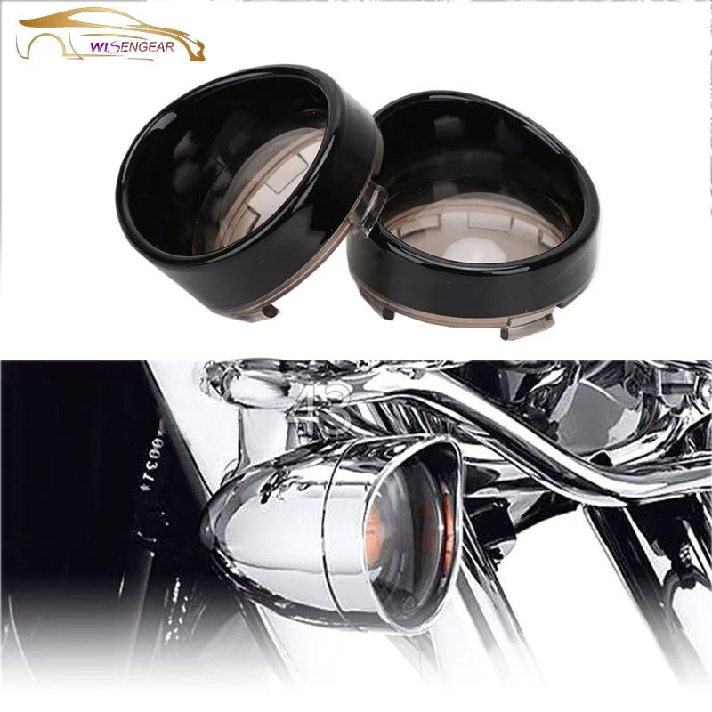 WISENGEAR Motorcycle Trim Ring Turn Signal Light Visor Style Smoke Lens