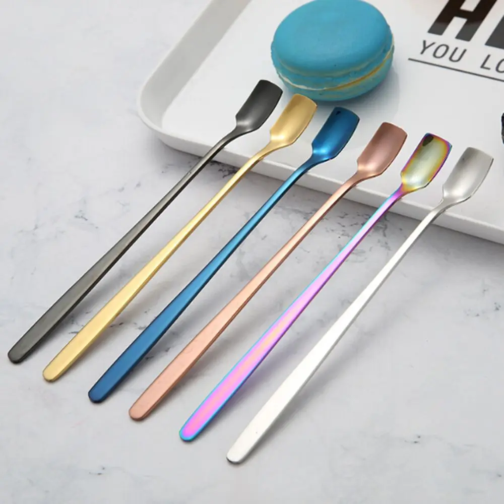 

1PCS Stainless Steel square head ladle Tea Coffee stirring Spoon milk tea ice cream Dessert Scoop Kitchen Accessories Hot Sale