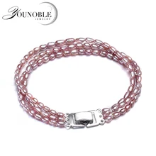 Real Natural Freshwater Pearl Bracelet Women,fashion 3 Rows Multi Layer Bracelet Girl Birthday Gift perfect round pearl jewellery top quality 4 rows 7 8mm pink color natural freshwater pearl bracelet nice women birthday gift